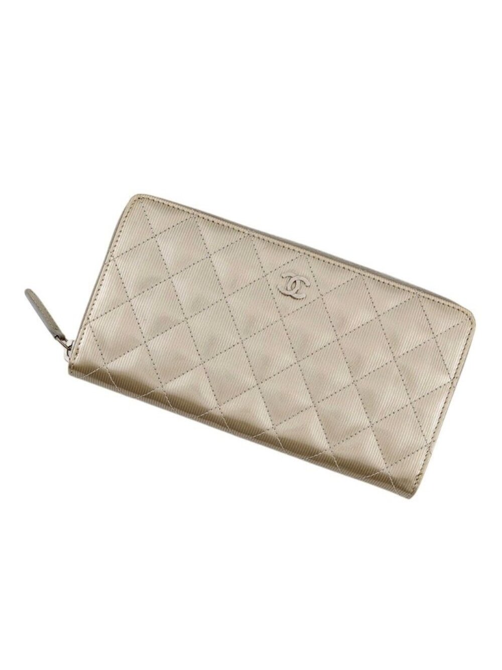 Chanel Wallet Quilted Classic Long Zip CC Logo Patent